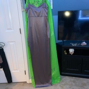 Purple high slit prom dress